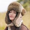 Hat Women's Winter New Rabbit Fur Warm Thickened Ear Protection Outdoor Riding Windproof and Coldproof Lei Feng Hat