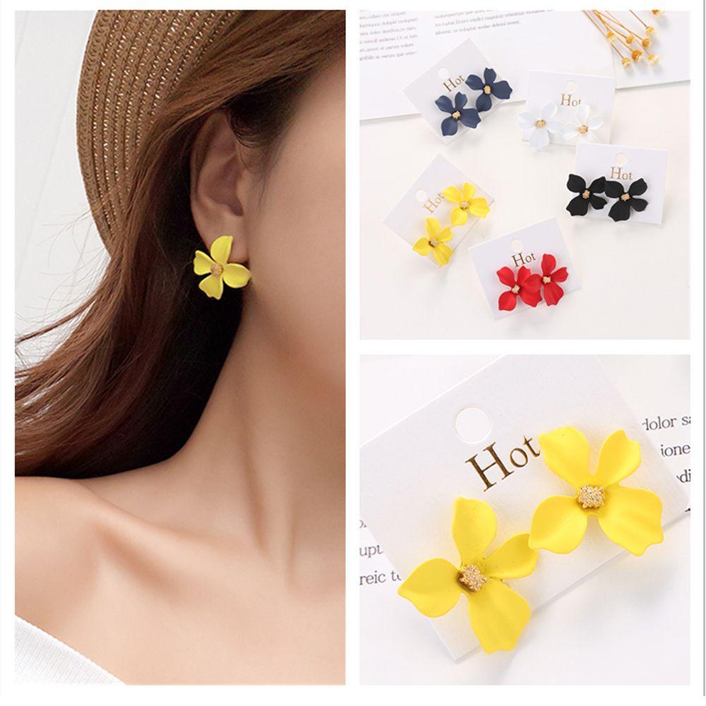 Wedding Ear Hook Petal Stud Earrings Bohemia Spray Paint Ear Stud Dangle Flower Earrings Ear Studs
