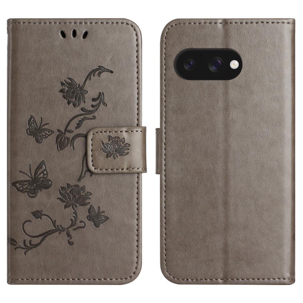 Для Google Pixel 9a Чехол Кошелек Подставка Тисненый Бабочка Цветок PU Кожа Чехол для Телефона