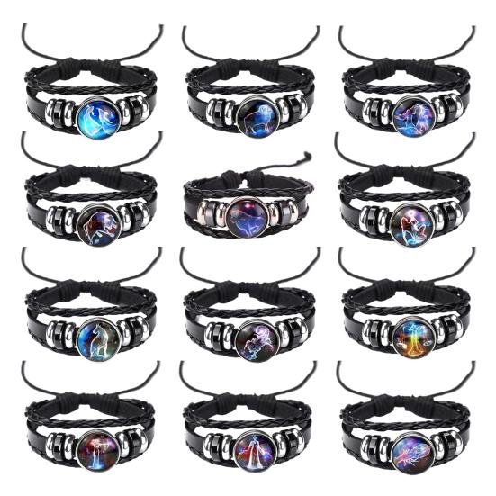 Браслет-унисекс Constellation, многослойный, плетеный, из искусственной кожи, регулируемый, сплав, светится ночью