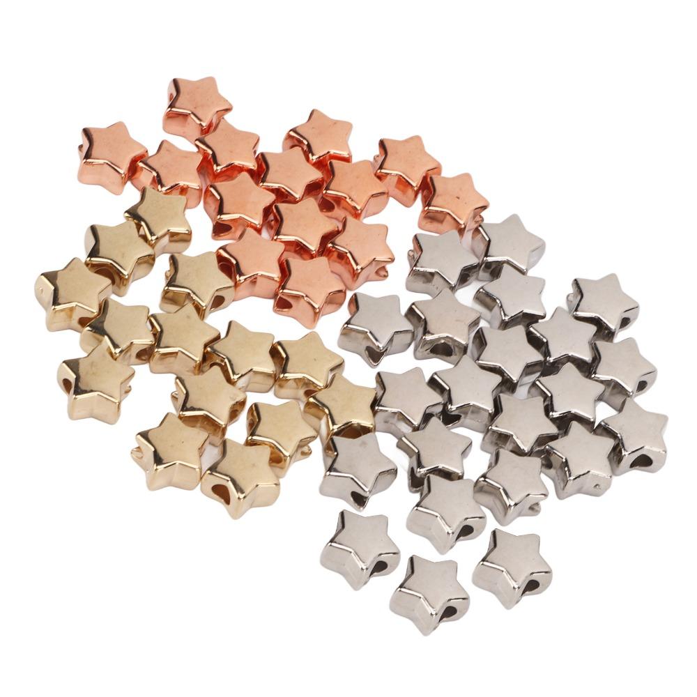 50pcs 3 Colors Star Shaped Beads Small Hole Star Spacer Beads Jewelry Making Beads  DIY Jewelry
