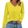 Women's Fashion Casual Long Sleeve Solid Color Shirt Women's V-Neck Tops