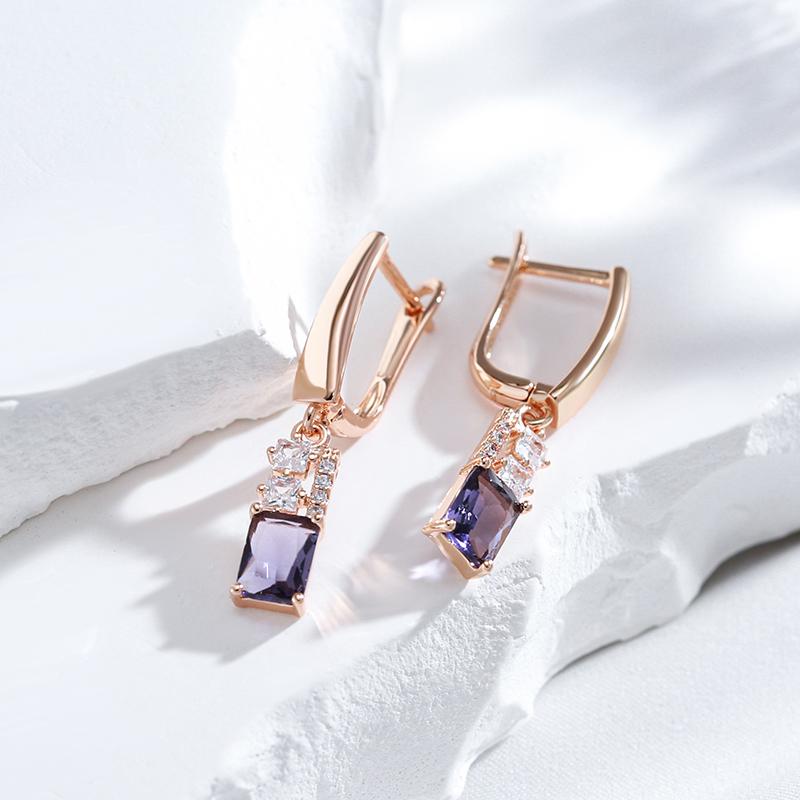 Элегантные висячие серьги с фиолетовым цирконием для женщин, винтажные одинаковые ювелирные изделия, модные подарки