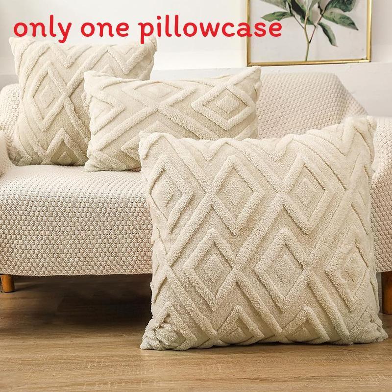 Pillow Geometric Cover Plush Material  And Logo Living Room Sofa Home Decor