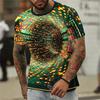 Summer Round Neck 3D Psychedelic Space & Art Print Top Fashionable Casual Short Sleeved Men's T-shirts