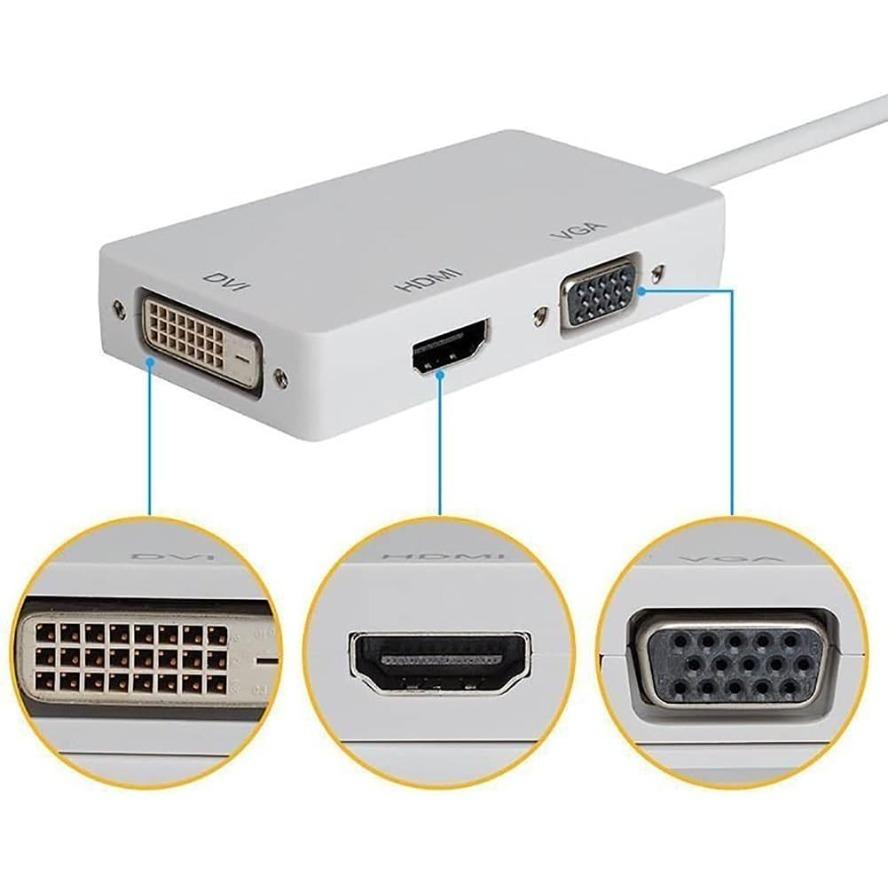 Mini DisplayPort To HDMI 4K VGA DVI Adapter Cable 3-in-1 1080P Thunderbolt Mini DP To VGA HDMI DVI Converter for Macs Laptop PC