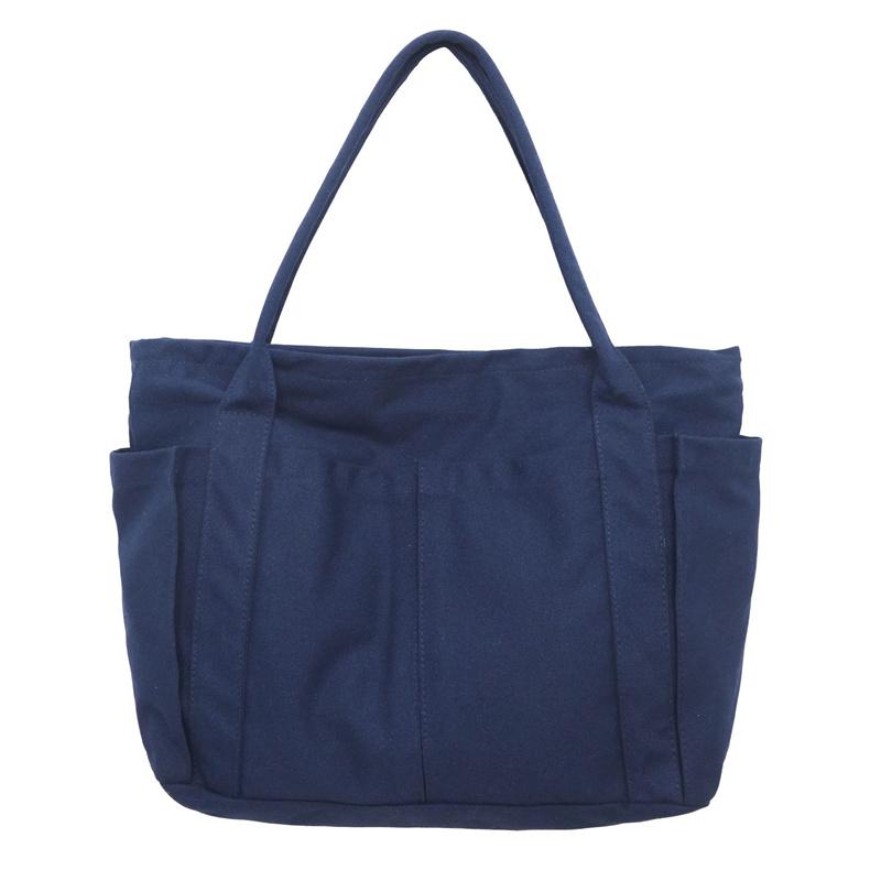 Canvas Bag Women's Large Capacity Shoulder Tote Bag Solid Color Hobo Bag
