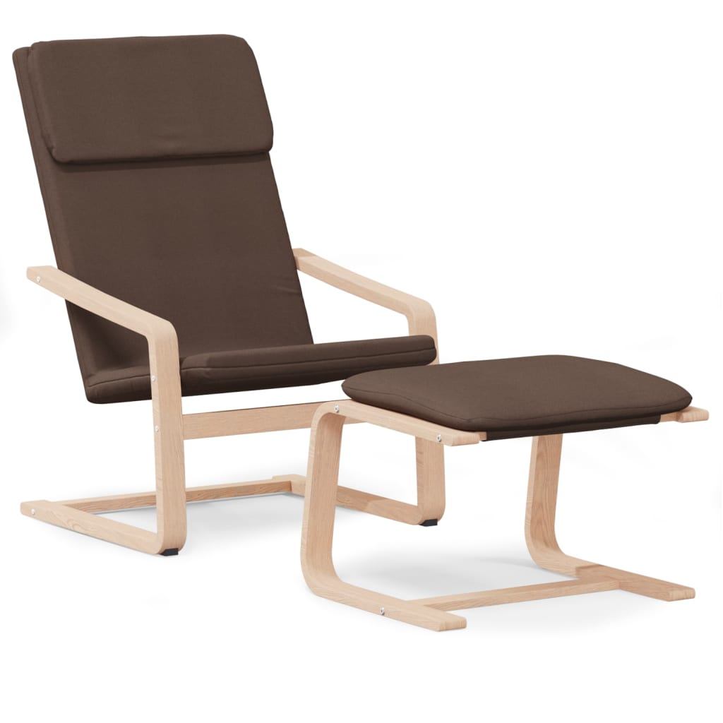 Relax Chair with Footstool Dark Brown Fabric