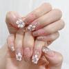 24pcs Detachable Press On Nails Full Cover Green Edge Long French Ballerina Camellia Fake Nails