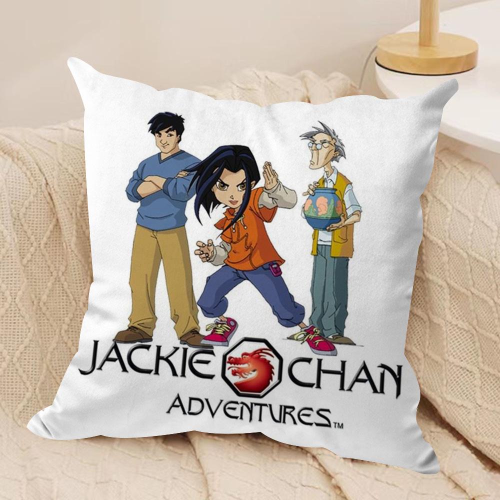 JJackie Chan Adventures Cushion Cover Soft Plush Fabric DoubleSided Printed Sofa Cushion Cover for All Seasons Home Decor Gift