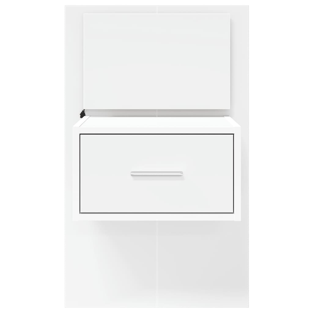 Wall Mounted Nightstand with LED Lights White