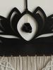 Handwoven Tapestry Art Lotus Macrame Wall Hanging Woven Crystal Shelf Black Wooden Wall Shelves Boho Floating Wall Shelf Gifts