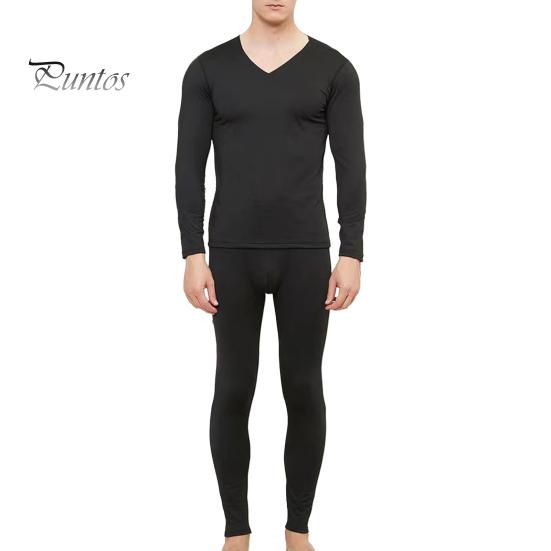 2 шт./компл., мужское зимнее термобелье, комплект длинных трусов, плюс размер, V-образный вырез, облегающий эластичный флис, сохраняет тепло, толстая термо-домашняя одежда, пижамный комплект