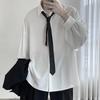 Spring Autumn Free Tie Long-sleeved Shirts Men Comfortable Blouses Casual Loose Single Breasted Shirt Men's T-shirt