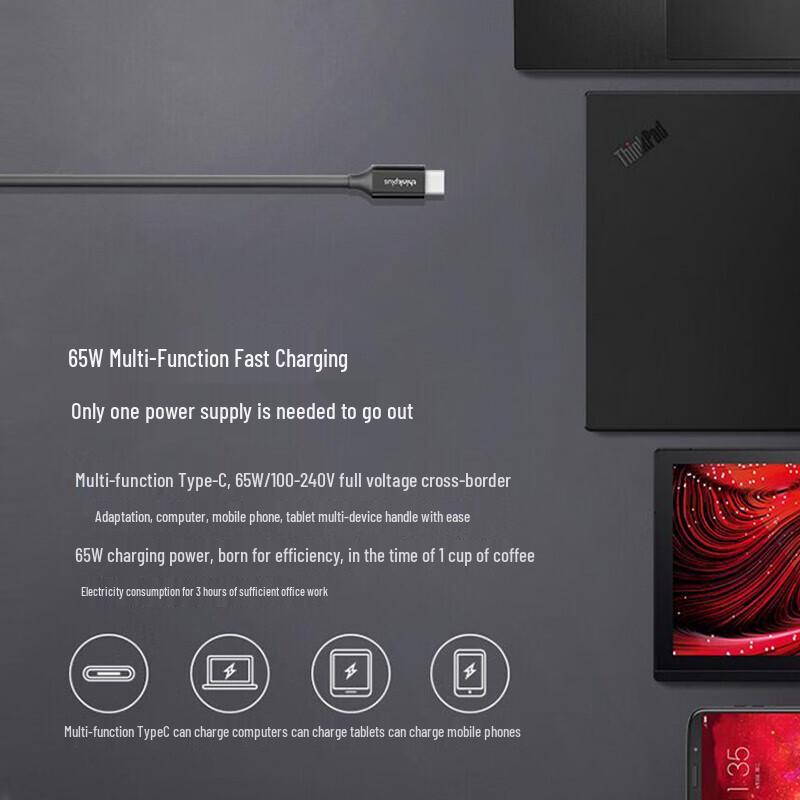 Lenovo Зарядное устройство USB-C ThinkPad Lipstick 65 Вт GaN
