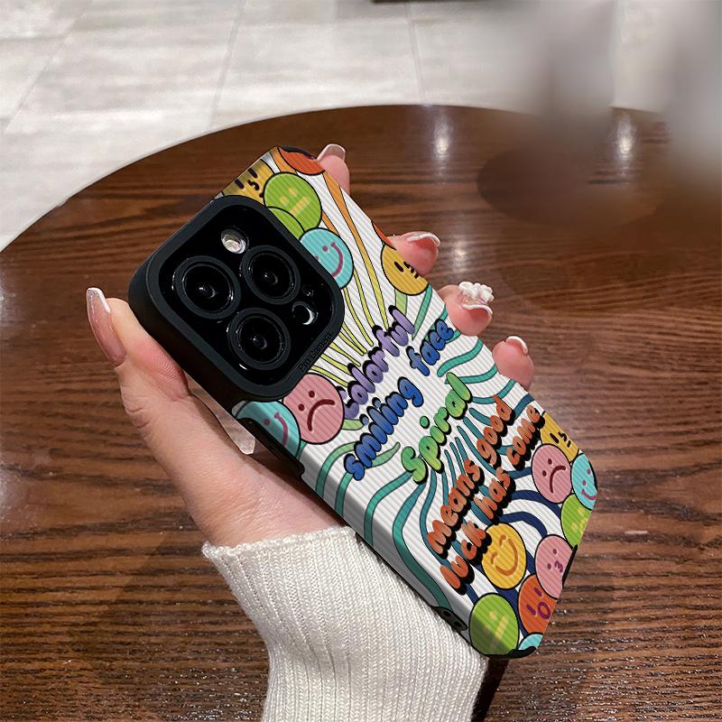 Кожаный мягкий силиконовый чехол со смайликом и принтом Emoji для телефона, задняя крышка с объективом камеры, полная защита