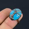 Tree Of Life Aqua Chalcedony Gemstone Copper Wire Wrapped Handmade Jewelry Ring For Gift All Size