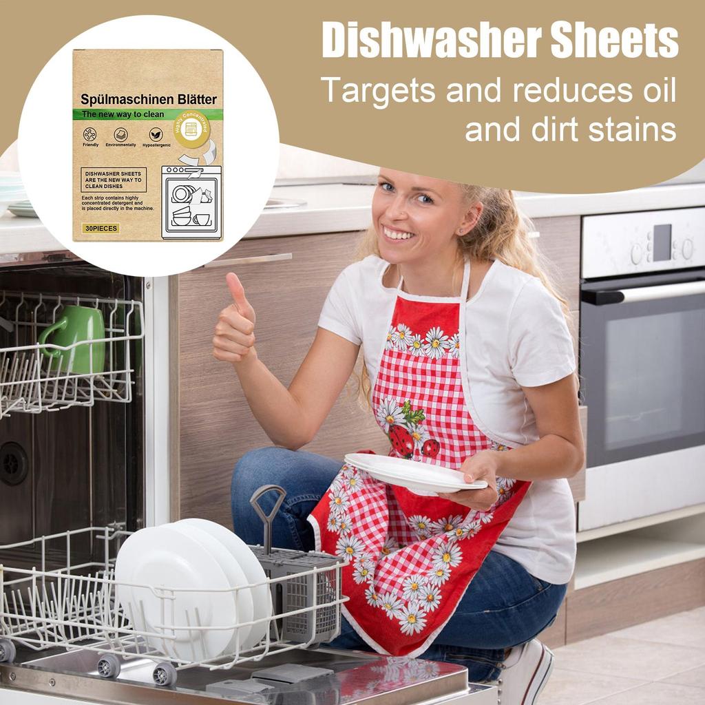 30 шт. Экологичные листы моющего средства для посудомоечной машины Натуральные чистящие полоски Альтернатива гелевым капсулам и таблеткам для всех машин