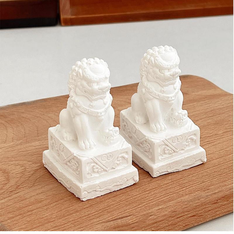7см Каменный Лев Цемент Настольное Украшение Сторож Маленькое Украшение Льва