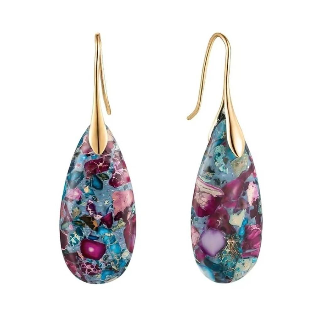 Colorful Droplet Pendant Earrings Teardrop Shape Dangle Earrings Fashion Accessories