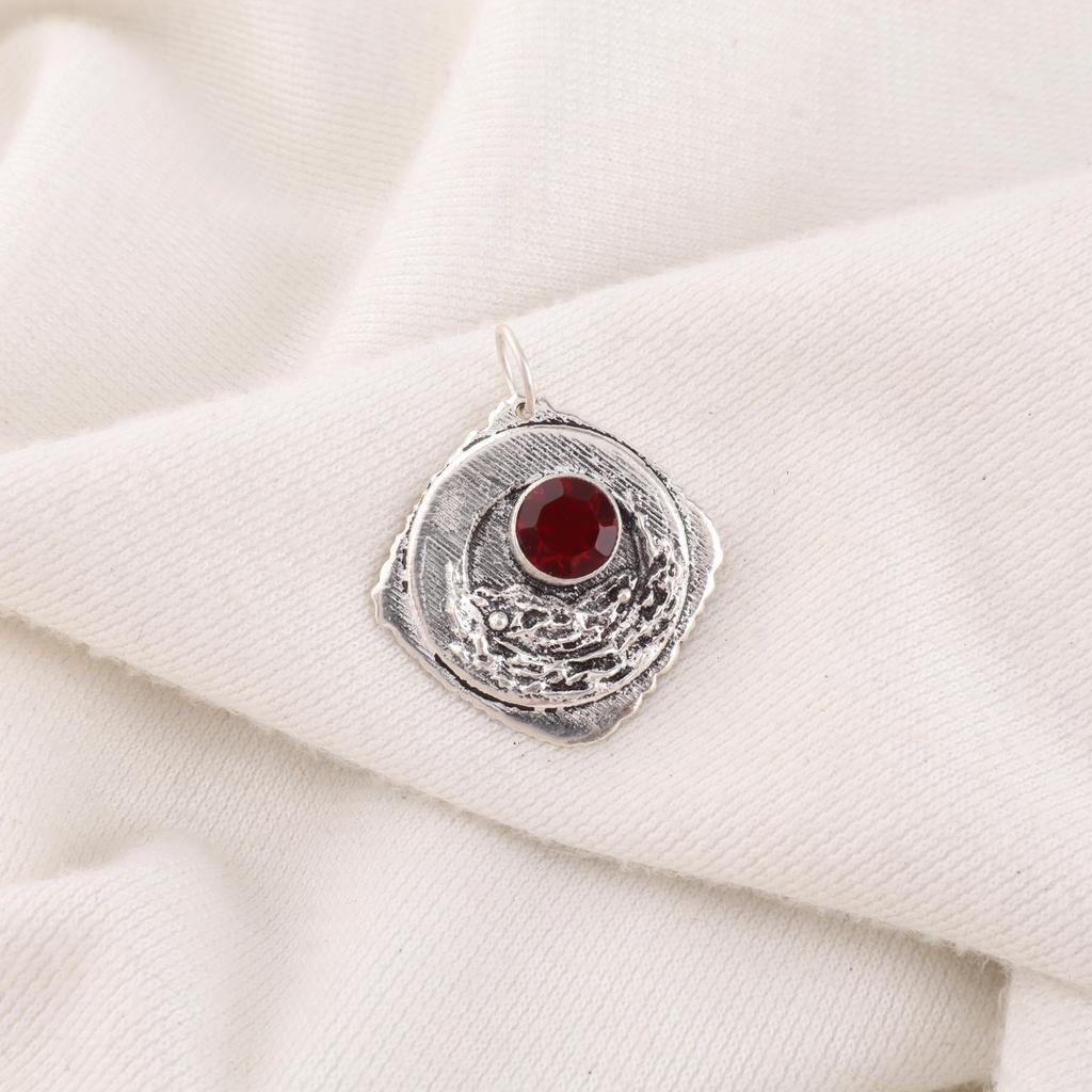 Red Garnet Jewelry, 925 Solid Sterling Silver Pendant, Handmade Gemstone Jewelry Pendant For Memorial Day