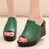 Маленький размер 33-43 Удобные шлепанцы на толстой подошве из натуральной кожи, туфли на платформе, женские, лето 2025, на высоком каблуке, слайды, для офиса, для мамы