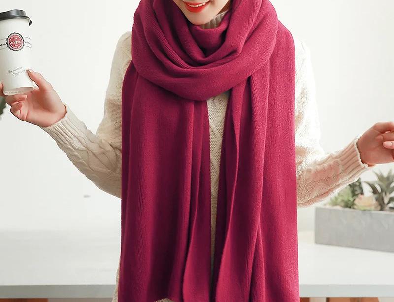 Autumn and Winter Korean Popular Solid Color Imitation Cashmere Knitted Yarn Scarf for Men and Women Versatile Scar