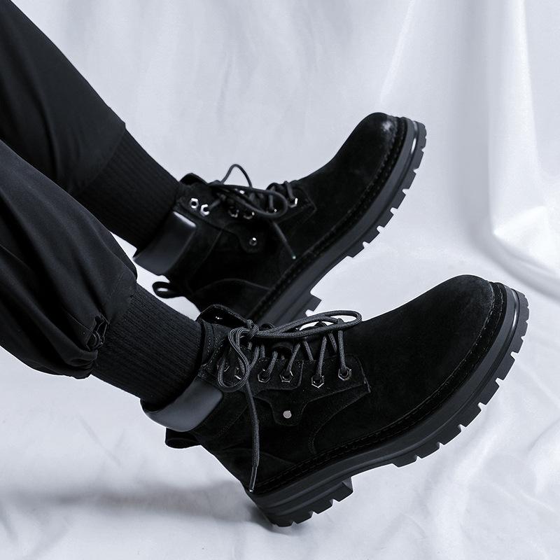 Ботинки мартин мужские осенние в британском стиле ретро летние рабочие ботинки с большой головой кожаные ботинки купить и оплатить высокие десантные ботинки 26223-R