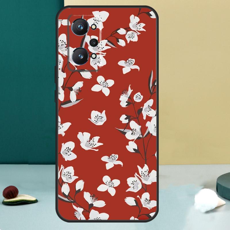 Цветочный чехол с вишневым цветом для Realme 13 12 10 11 14 Pro Plus GT 6 5 6T GT7 Pro C55 C53 C51 C21Y C25S C75 C67 C61