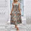 YYFS Женская мода лето весна цветочный принт без рукавов с v-образным вырезом повседневные платья