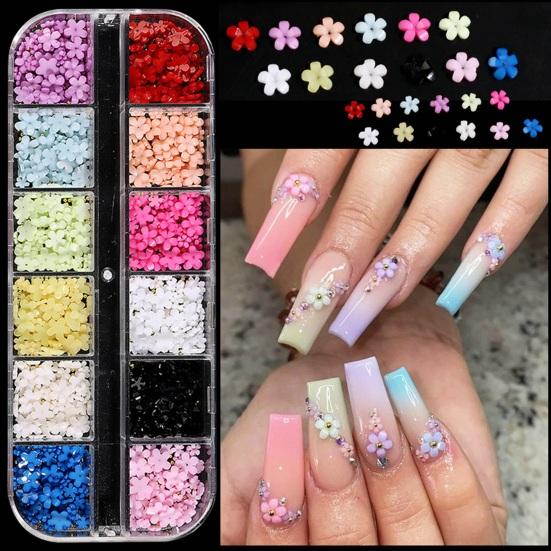 1 Box 3D Flower Nail Charms Multifunctional 12 Grid Design Phone Cases DIY Crafts Nail Art Supplies for Women