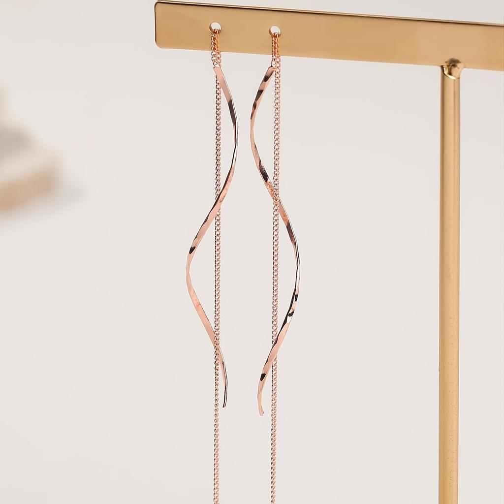 Women's Fashion Accessories Long Tassel Threader Earrings for Women Wave Shaped Simple Long Chain Earring Wedding Party Jewelry