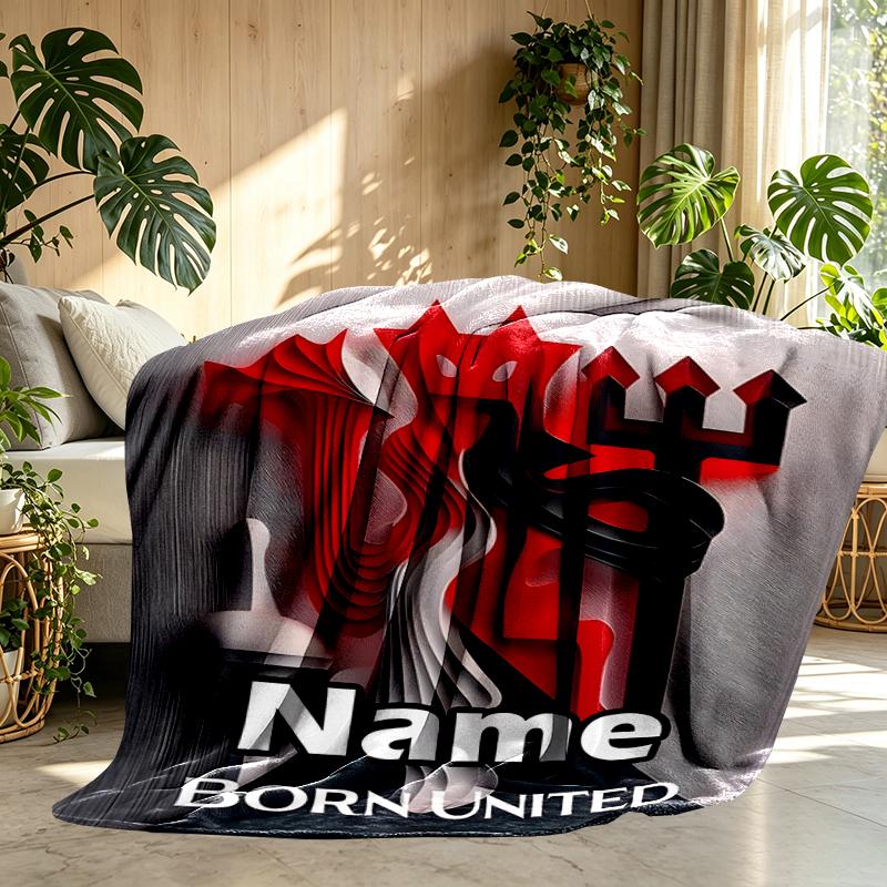 Custom Name Personalized Manchester Football F.C Print Blankets, Home Decor, Bedroom, Sofa, Camping, Couch, Gifts for Birthday Christmas
