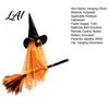 Easy Hanging Holiday Party Props Halloween Flying Ghost with Witch Broom Large Lighted Decoration Whimsical Figurine Hat for Lawn Patio Porch