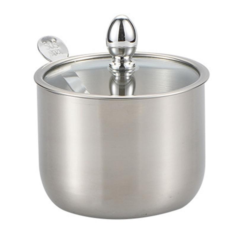 Сахарницы из нержавеющей стали с прозрачной стеклянной крышкой и ложкой идеально подходят для хранения соли, конфет, кофейных зерен на кухне.