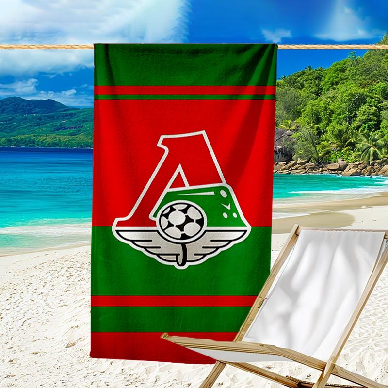 Green And Red Soccer Emblem Printed Beach Towel, Super Soft Microfiber, Perfect Gift Birthday, for Pool, Beach, Travel, for family and friends