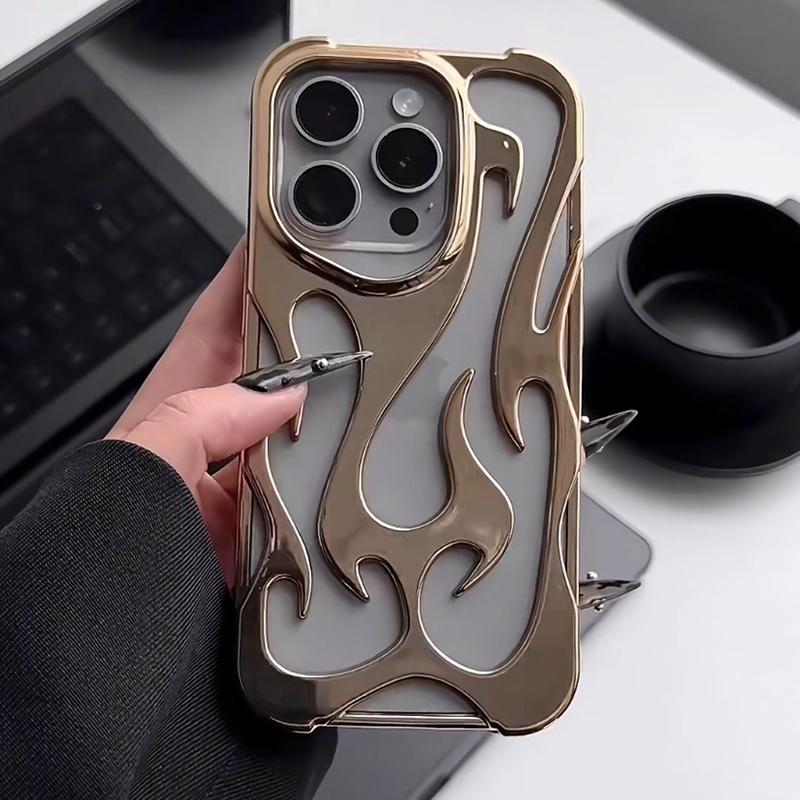 Полый 3D чехол для телефона с узором пламени Для For Iphone 1 14 13 11 12 17 Air 16 Pro Max 1 Plus Крутой Ударопрочный Мягкий Задний Чехол