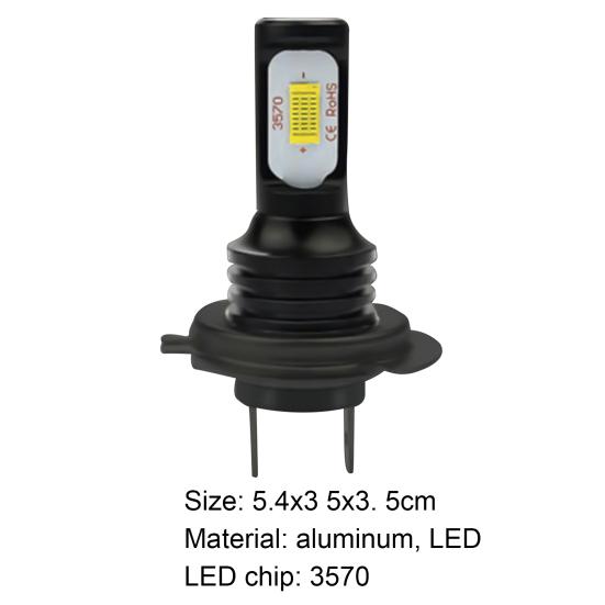 2 шт. светодиодная лампа, простая установка, высокая мощность 6000K, светодиод H7, высокий/низкий