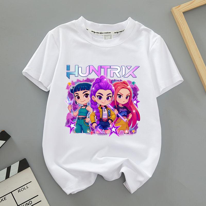 Детская одежда Kpop Demon Hunters Футболка с коротким рукавом Kpop Demon Hunters Футболка Tiger Harajuku для мальчиков и девочек Подарок