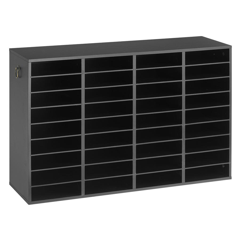 VEVOR Wood Literature Organizer 36 Compartments Office Mailboxes Black, Countertop Literature Sorter for Files Documents Papers