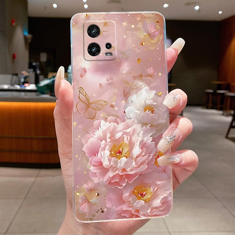 For Cover Motorola Moto G72 Case G 72 Flower design Clear Soft Silicone Back Funda Bumper For Moto G72 MotoG72 Phone Cases Coque
