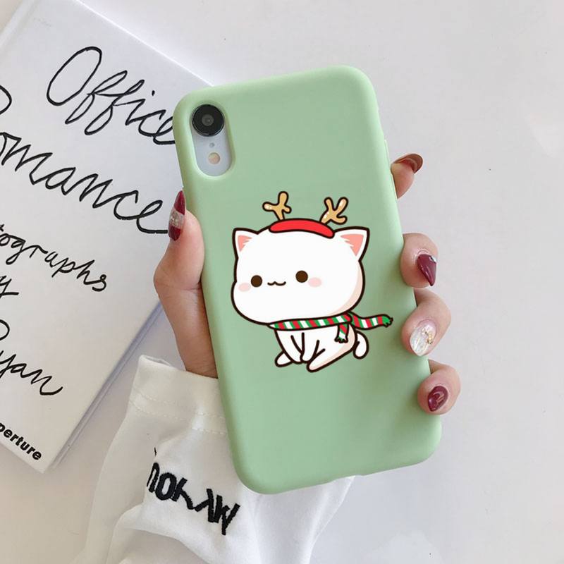 FHNBLJ Mochi Peach Goma Cat Чехол для телефона Мягкий однотонный чехол для iPhone 11 12 13 mini pro XS MAX 8 7 6 6S Plus X XR