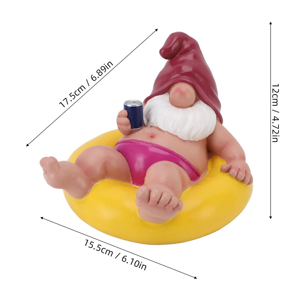 Garden Floating Gnome Pool Floater Gnome Statue Resin Pool Party Relaxing Funny Garden Floating Gnome Figurine for Outdoor Decor