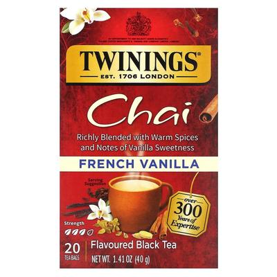 Черный ароматизированный чай Twinings Chai Французская Ваниль - 20 чайных пакетиков, 40 г (1,41 унции)