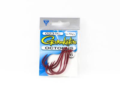 Gamakatsu Крючок для осьминога, красный, размер 6/0,6 в упаковке (1255)
