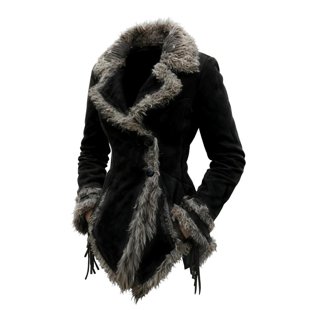 Women's Retro Fur Collar and Lapel Jacket