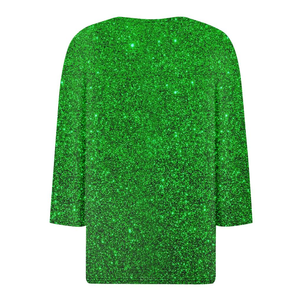 Женская модная и повседневная рубашка с рукавом семь четвертей. Топ-пуловер с принтом ко Дню Святого Патрика