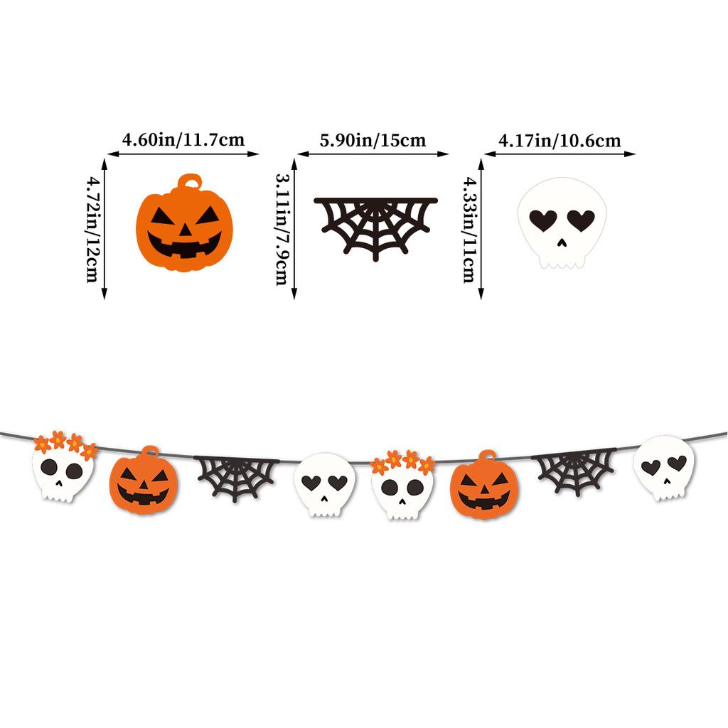 Halloween Ghost Festival Theme Decoration Flag Bar Shopping Mall Layout Cartoon Banner Latte Flower String