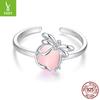 Pink Bow Open Ring For Girlfriend, Sweet And Romantic S925 Sterling Silver Ring Jewelry.