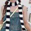 Y2K Striped Plush Scarf Women Knitted Long Thin Versatile Scarves Korean Girl All-Match Decorative Neck Warmer Fluffy Scarf